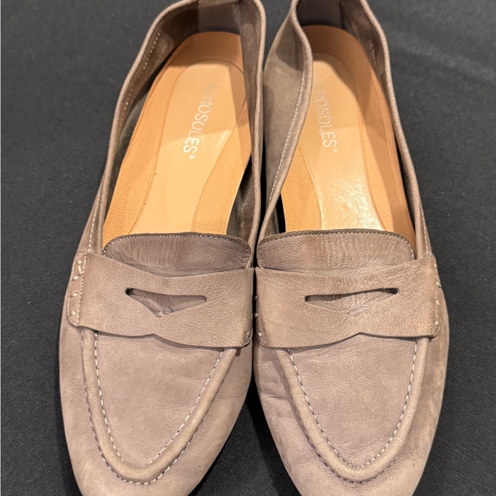 Aerosoles Leather Taupe Loafers